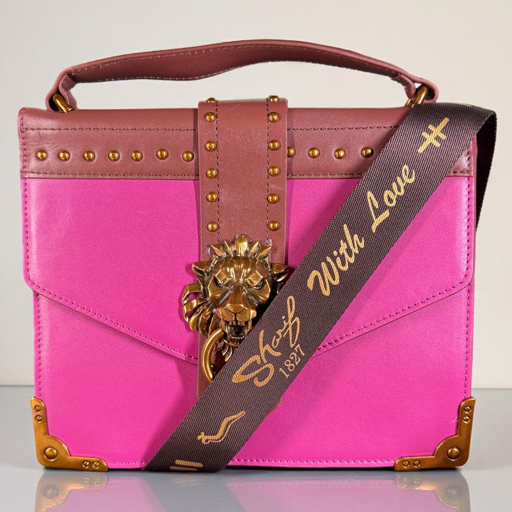 Sharif Legacy Museum Lion Knocker Leather Satchel Crossbody Bag - Sample Color
